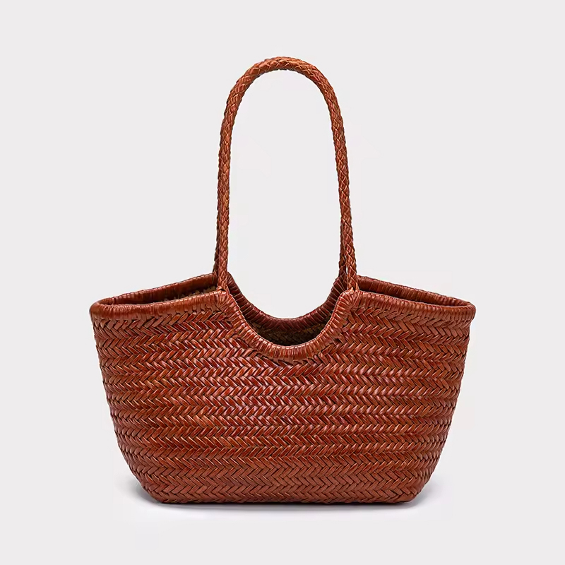 Luxury Braided Leather Shoulder Bag | Real Cowhide Woven Tote Bag Large Capacity Women&rsquo;s Handbag